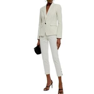 Rag & Bone Millie Blazer & Simone Pants Striped Suit Set Ivory Black Size 2 New